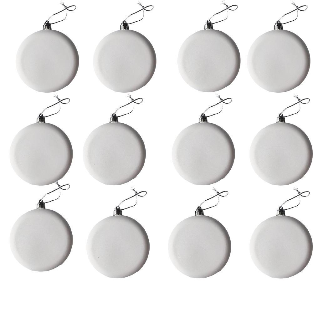 5/12PCS 8cm Christmas Blank White Ball Ornaments Painting DIY Christmas Tree Hanging Decorations with Golden Hanging Loop