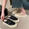 Lace Mesh Breathable Thick-soled Bag Head Half Slippers Women's 2025 Spring and Summer New Versatile One-pedal Casual Board Shoes Women