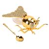 Honey Container with Spoon Decorative Bee Shaped Honey Jar Transparent Glass Pot for Holiday Birthday Party Rhinestone