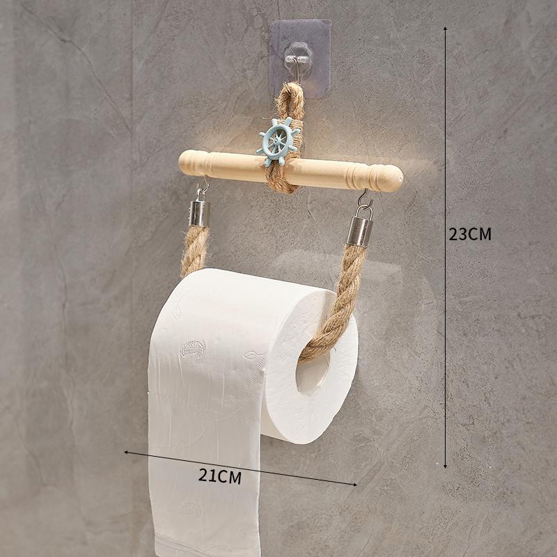 Mediterranean Hand-woven Japanese-style Roll Paper Rack Toilet Punch-free Toilet Tissue Holder Toilet Paper Rack Rack