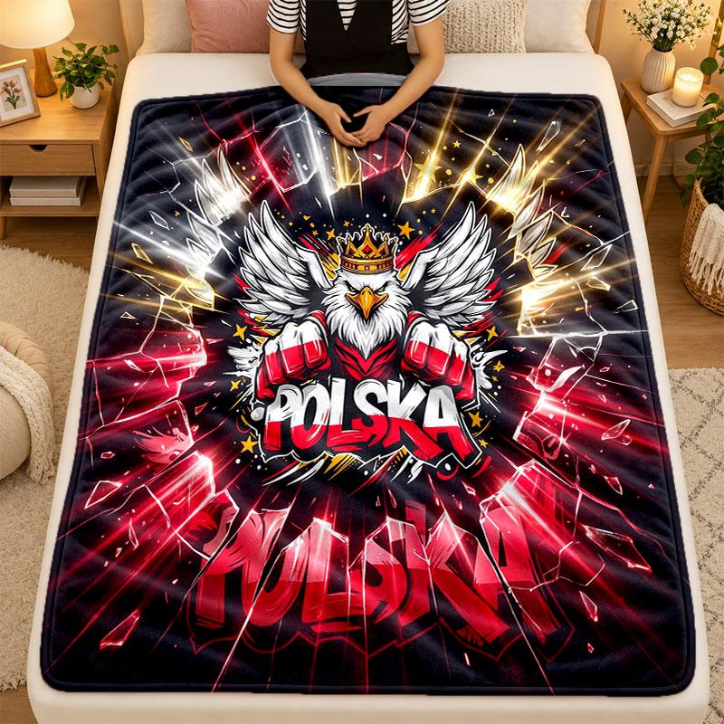 Flannel BlanketPoland Football Warm Soft Throw Blanket for Indoor Sofa Bed Living Room Use