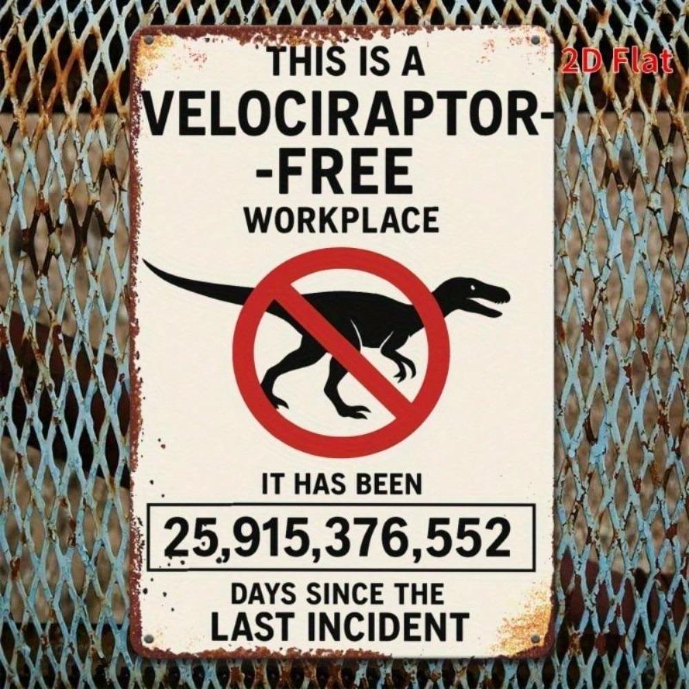 Vintage Rustic Metal Wall Art 8x12 Dinosaur Warning Sign Workplace Home Decor