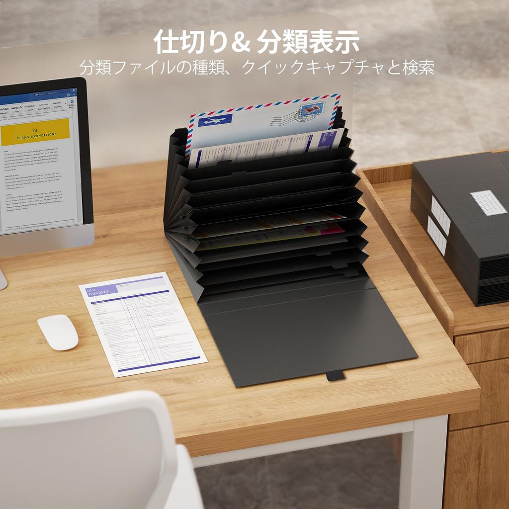 JiaWei A4 Document File Receipt File Classification File 12 13 Accordion Large Storage Case with Office Classroom Box, Organizer, Folder,