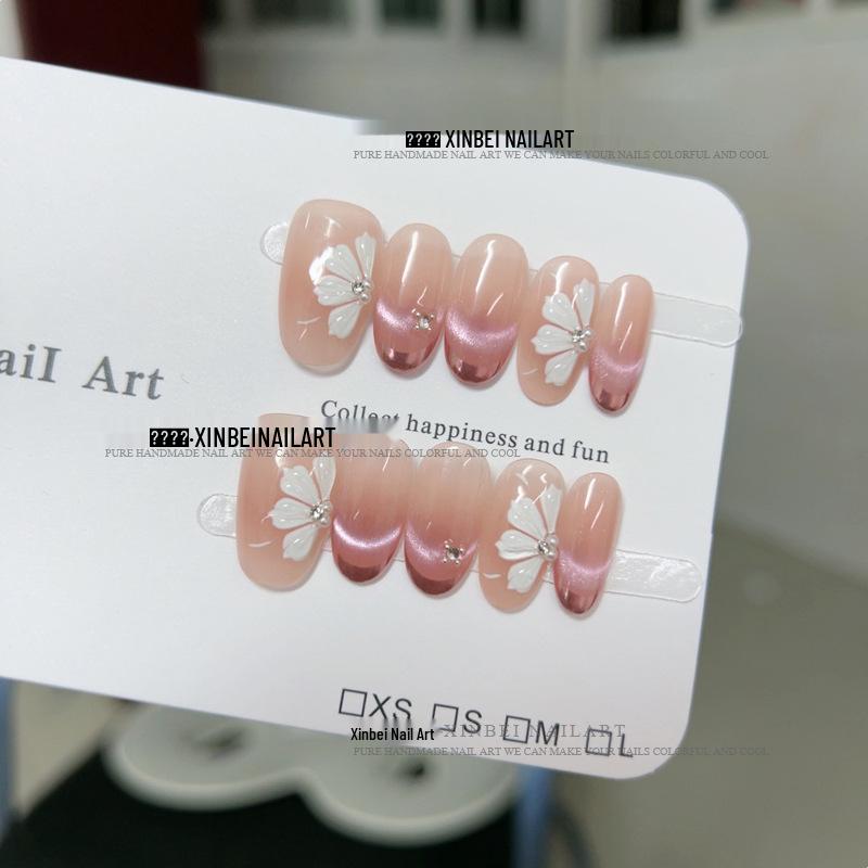 

Purple Noble Cat Eye Floral Nail Art Patches with 3D Petals