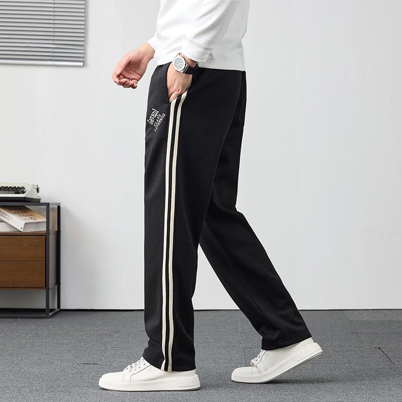 Firstview Men's Loose Striped Straight-Leg Casual Sports Pants