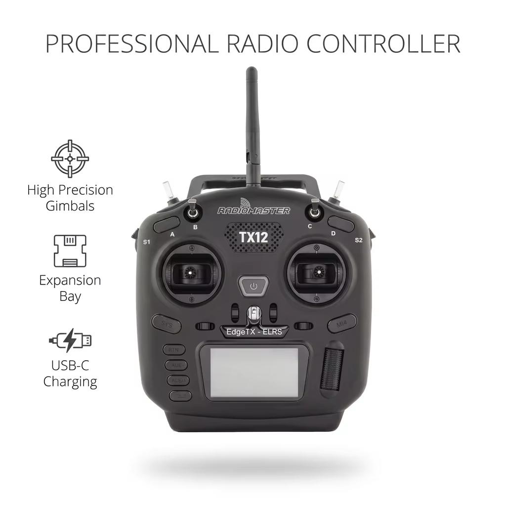 Premium RadioMaster TX12 Mark II 2.4GHz ExpressLRS Hall Gimbals OpenTX Transmitter for Multirotor Simulator