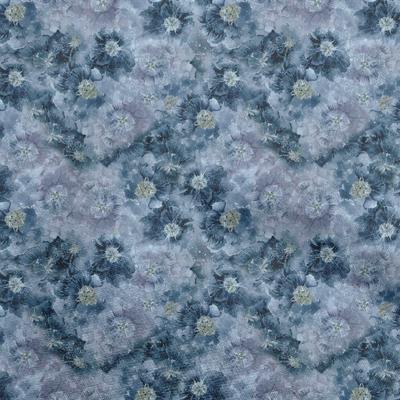 Cotton Poplin Blue Fabric Abstract Floral Quilting Supplies Print Sewing Fabric By The Yard 42 Inch