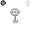 Titanium G23 Alloy Rhombus Zirconia Pierced Earring with Internal Thread