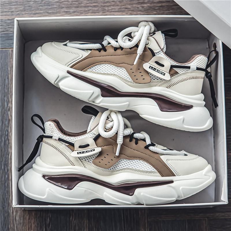 Men's shoes 2025 autumn new breathable fashion casual sports shoes teenagers low-top thick-soled dad shoes fashion