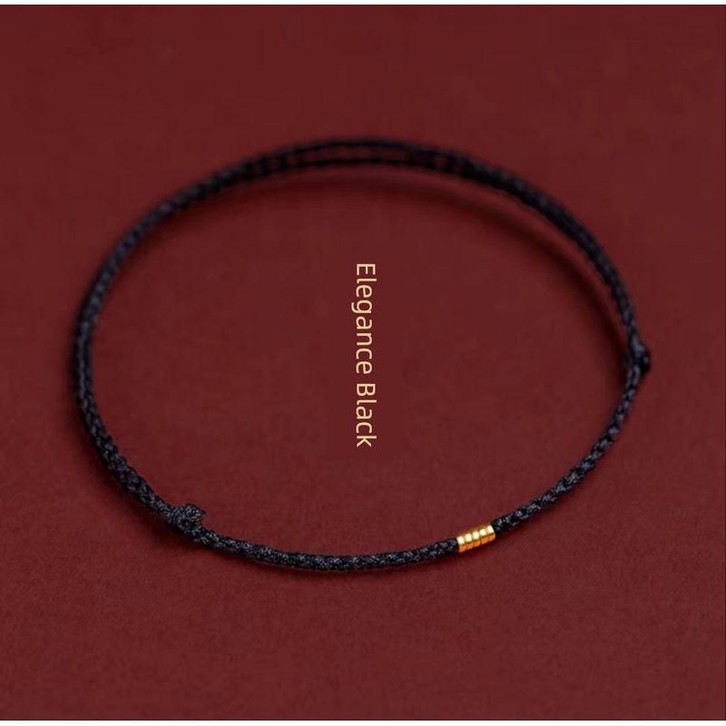 

Браслет из бусин удачи горы Путо, красная веревочка, плетеный ручной ремешок, красная веревочка на год животного, браслет на ногу из аллювиального золота для женщин Hand Rope Elegance Black [Homework Done] Good Luck