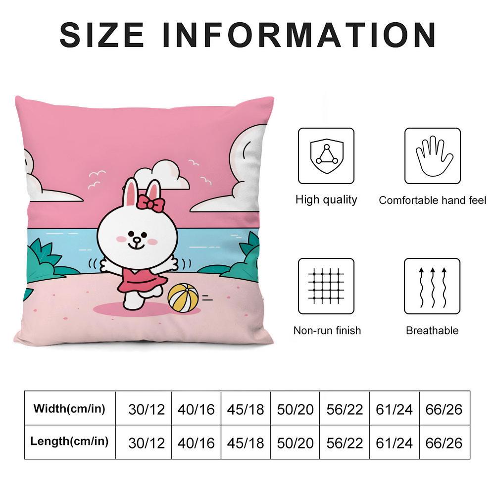 C-Cony Cartoon Cushion Cover Pillowcase Ultra Soft Skin Friendly Fabric Cloud Like Comfort & Concealed Zipper