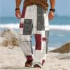 Pantaloni Casual Larghi da Uomo con Stampa Geometrica 3D, Vita Elasticizzata con Coulisse e Tasche, per Primavera Estate Casa All'aperto Vacanza