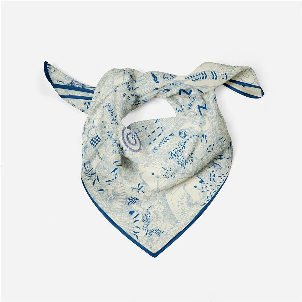 53cm City Of Horses Fashion Square Scarf Woman Design Silk Women Scarf Bandana Luxury Brand Headband Hijab Neckerchief