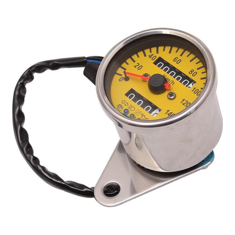 Universal Motorcycle KM/H Electronic Speedometer with LED Backlight Dual Odometer Gauge Retro Vintage Tachometer Moto Instrument