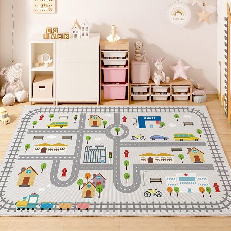 VIKAMA Children's Room Play Area Carpet Living Room Bedroom Children's Car Track Digital Puzzle Game Mat Baby Play Crawl Mat
