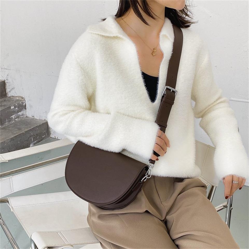 Solid Bag Retro Color Saddle High Quality Leather Shoulder Bags For Women 2024 New Simple Ladies Crossbody Bag Designer Handbags