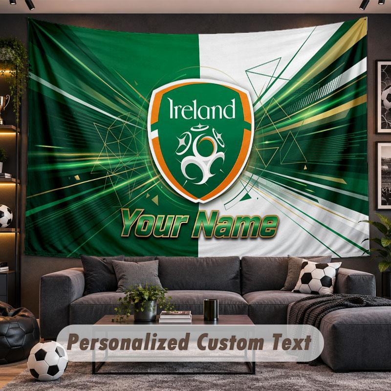 Wall Hanging Tapestry Custom NameIreland Rugby Pattern Personalized Printed Fabric Wall Decor