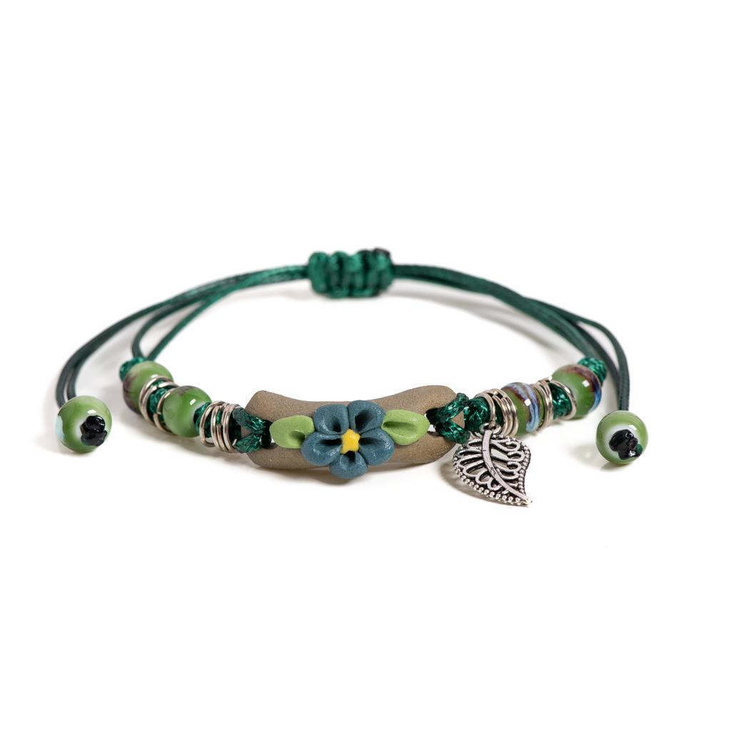 Forest Series Plant hand-kneaded Ceramic Adjustable DIY Bracelet For Women Gift Jewelry #CZ501
