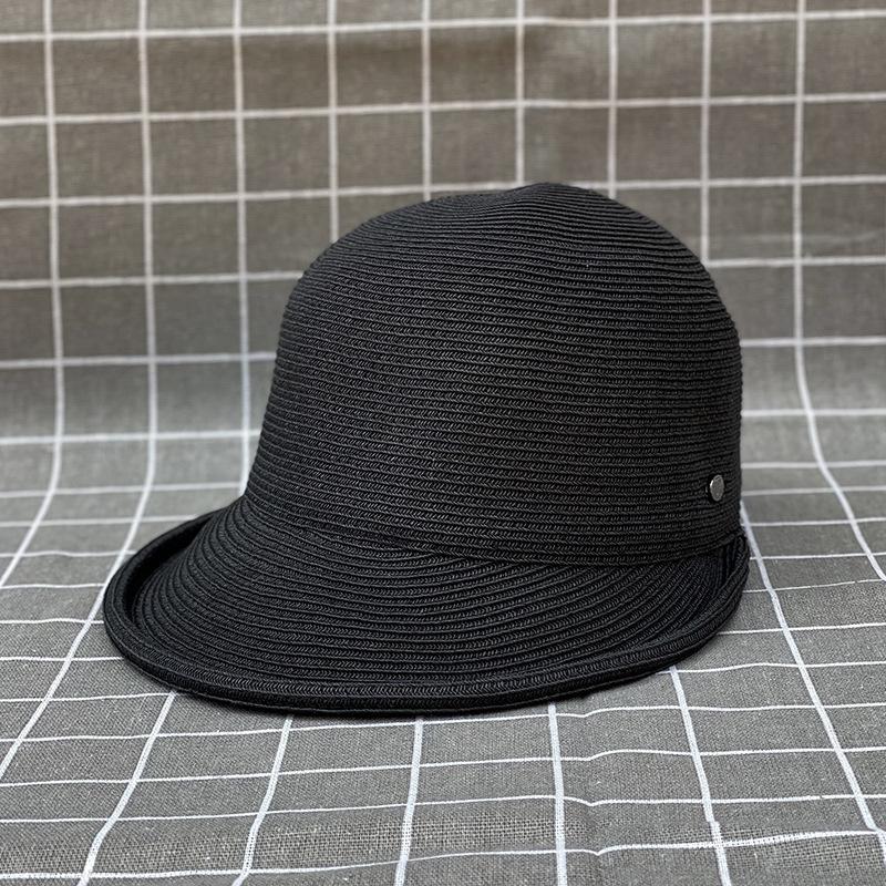 

Japanese Casual Retro Crimped Equestrian Hat Summer Sunshade Straw Hat Women S Travel Sunscreen Beach Straw Cap M（56-58cm） чорний