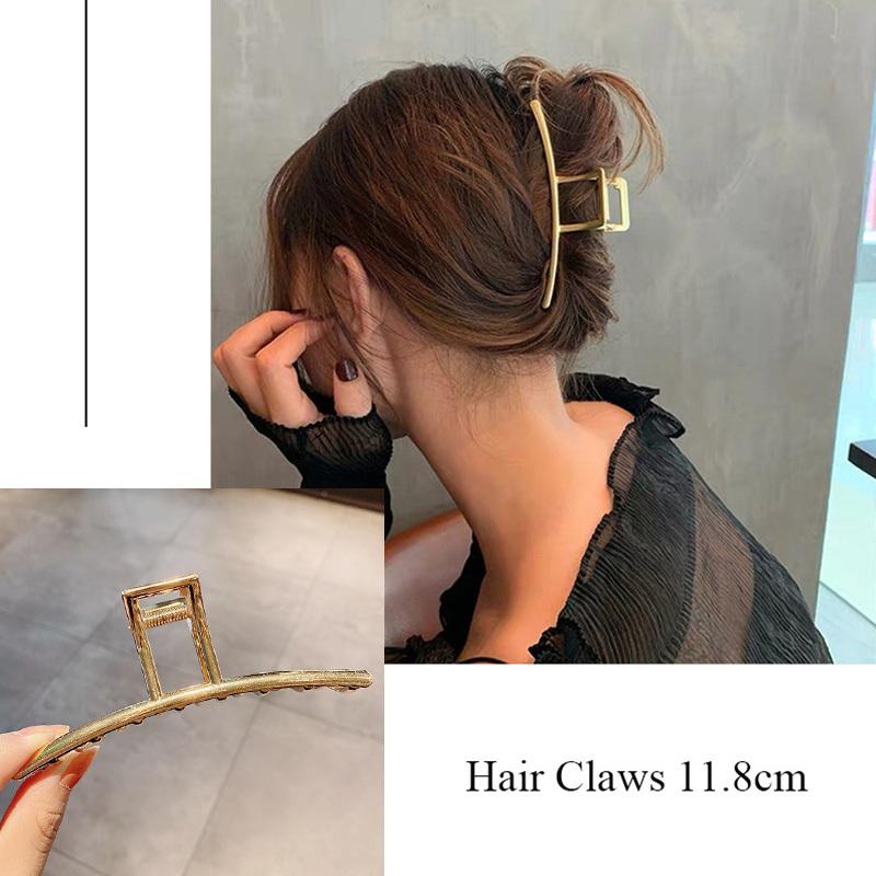 Fashion Metal Hair Claw For Women Gold Silver Color Cross Crab Hair Clip Korean Elegant Geometric Hairpin Girl Hair Accessories