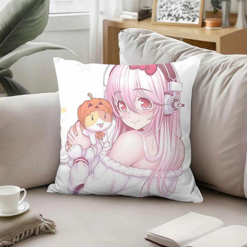 Cute SSUPER SONICO Throw Pillow Covers Pattern Cushion Cover Suitable For Sofa Bedroom Car Pillow Cover