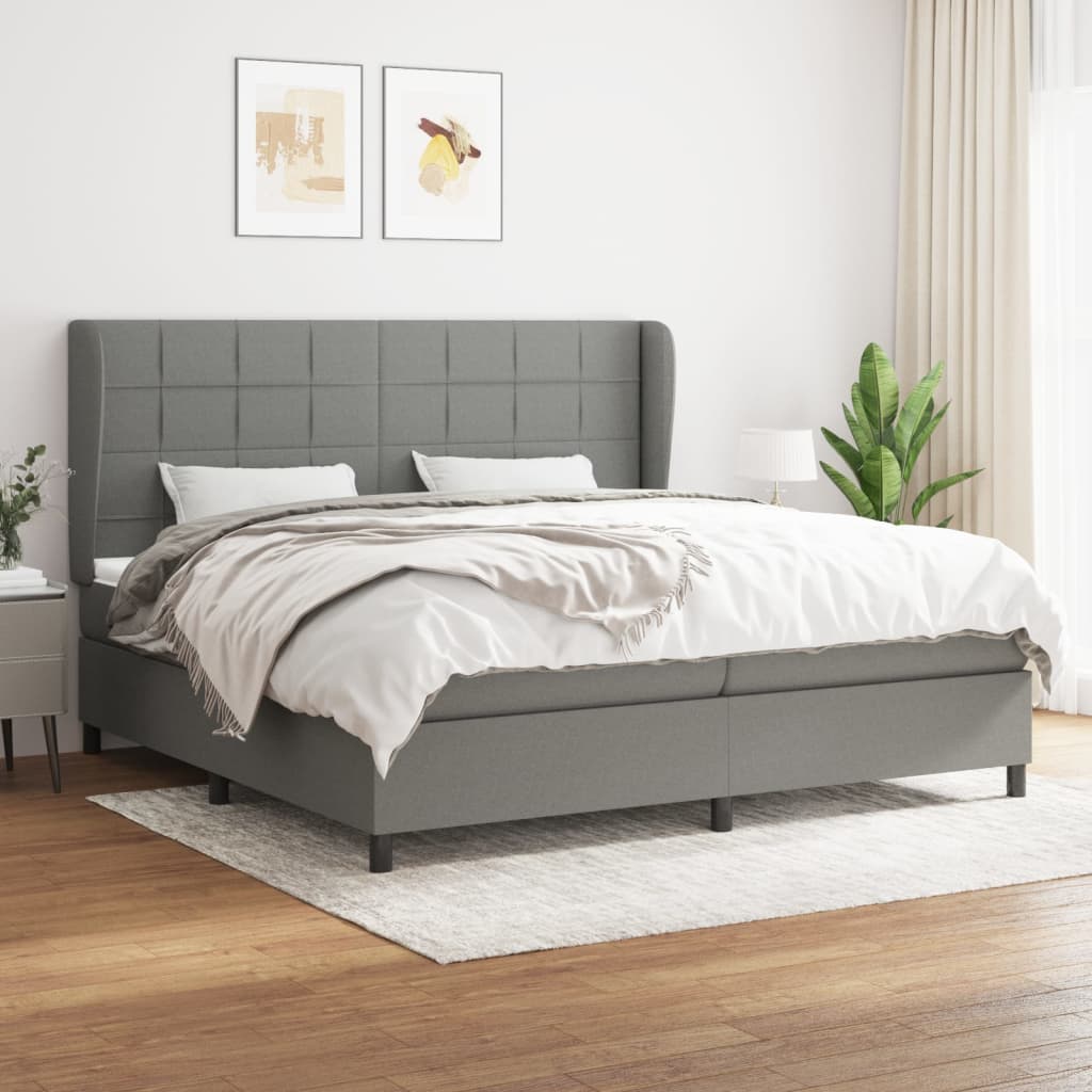 Vidaxl Kontinentalbett Mit Matratze, Dunkelgrauer Stoff 200X200 Cm