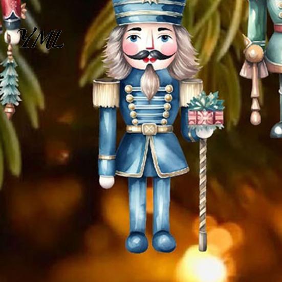 Christmas Fireplace Ornament 12/24/36Pcs Nutcracker Wooden Ornaments, Watercolor Soldier Hanging Decoration Decorative Set for Tree, Holiday