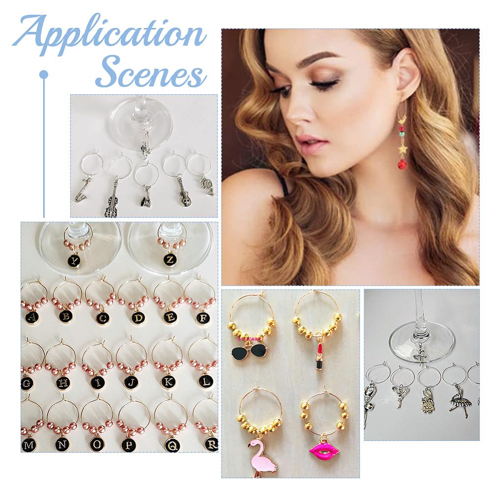 120Pcs 316 Surgical Stainless Steel Hoop Earring Findings Wine Glass Charms Rings with 200Pcs 304 Stainless Steel Jump Rings Stainless Steel Color