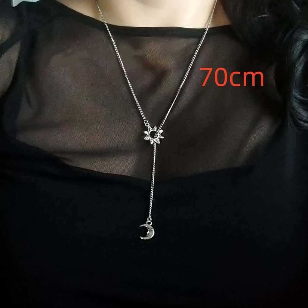 Bohemian Moon Pendant Necklace With Silver Tassel And Irregular Chain For Party Wear
