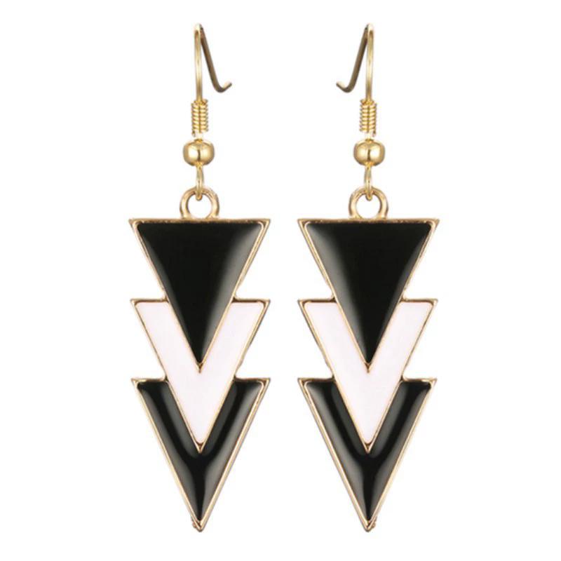 

Black Triangle Long Dangle Earring for Women Punk Fashion Gift Ladies Accessories Pendant Earrings Korean Earrings Zircon