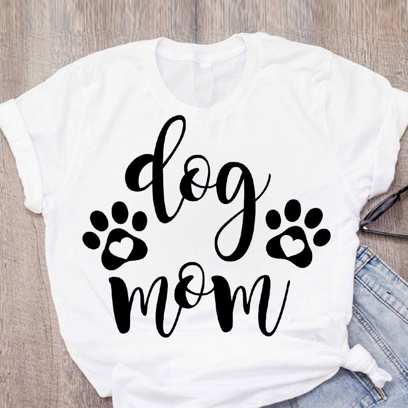 Dog Mom Letters Pet Flower Fashion Printed Women T-Shirts New Summer Top Femme Tshirt Harajuku O-Neck Casual Tee Ladies Clothing