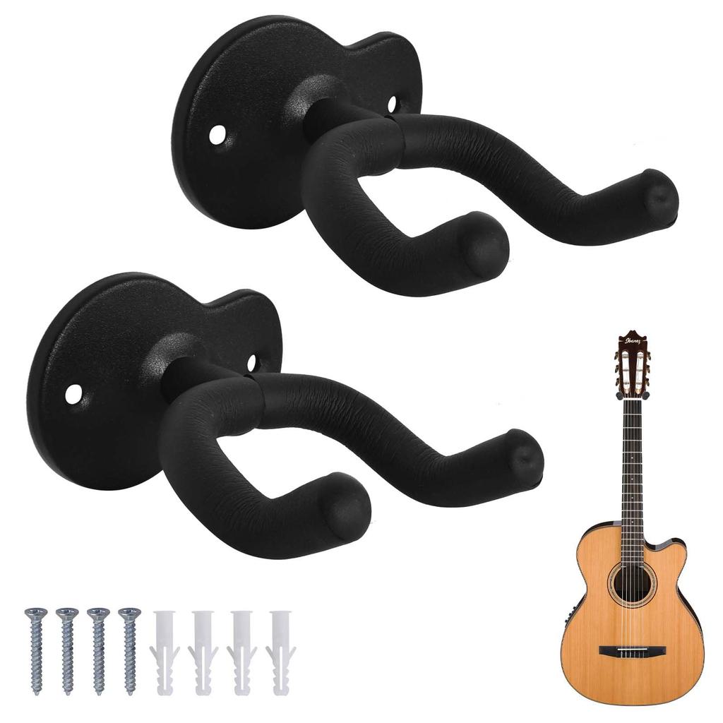 Gitarre mit Schutzschwamm und Gitarrenhalter für und Inklusive Montage Schwarzer Wandhalter, 2-teiliges Set, Gitarren, Bässe, Violinen,