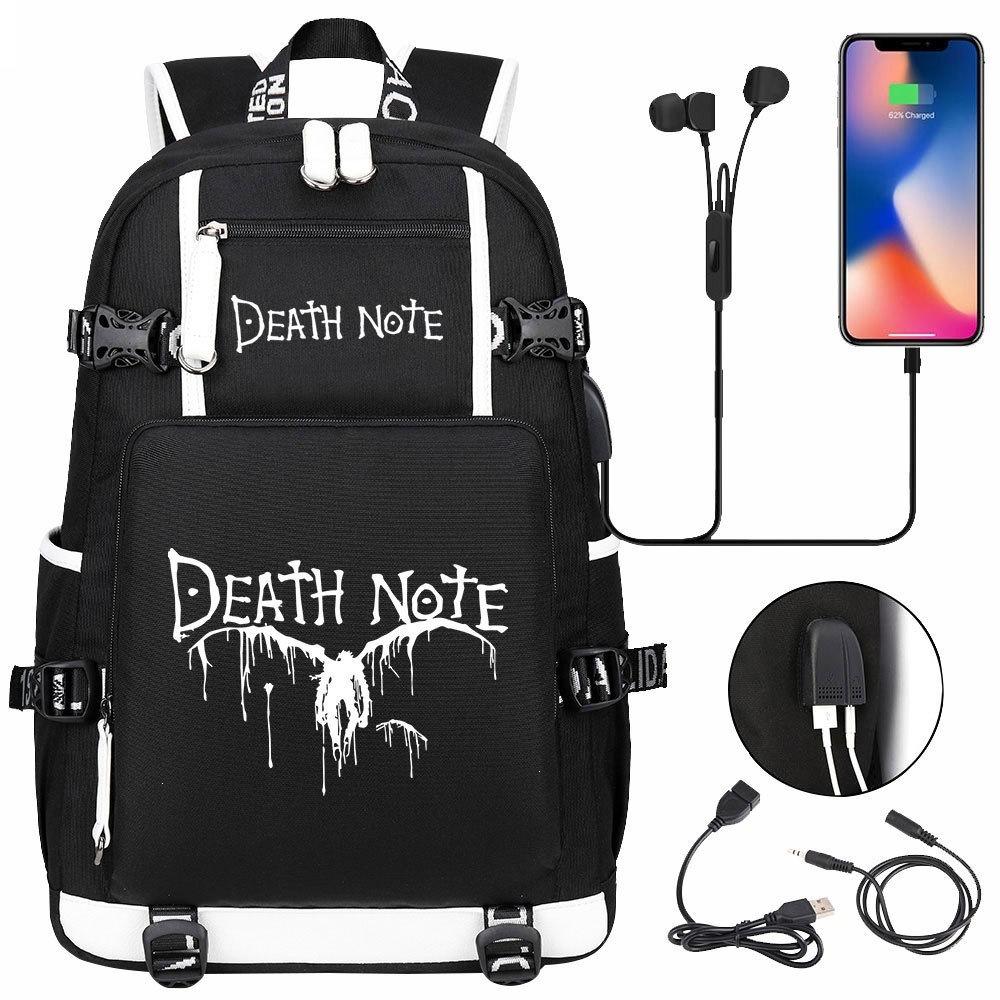 Anime Cloud Print USB Backpack for Teens Students Casual Large Capacity Travel Daypack