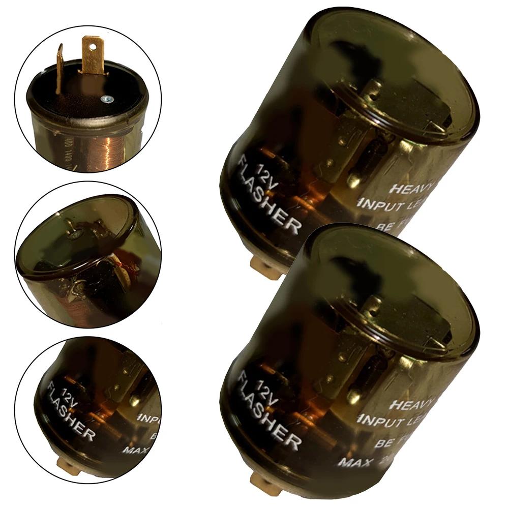 

2PCS LED Flasher Relay Heavy Duty 12V 2-Pin Electric Turn 2Pin Two Prong Round LED Turn Signal Relay 2pcs