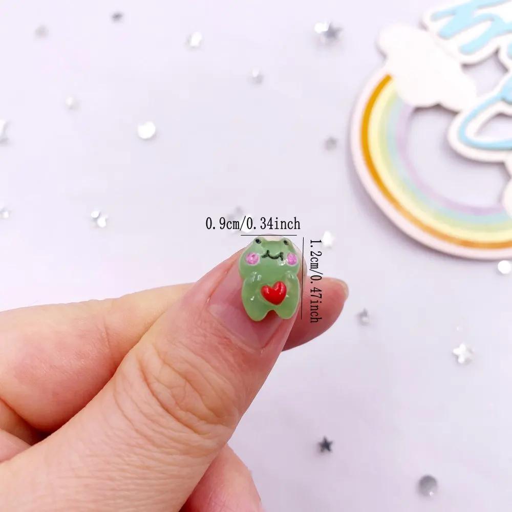 50pcs Resin Mini Glitter Colorful Kawaii Green Love Frog Art Nail Flatback Rhinestone Applique DIY Charm Scrapbook Accessories Crafts