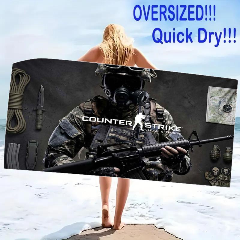 csgo Print Beach Towel, Large Soft Quick Dry Towel for Beach Camping Swimming