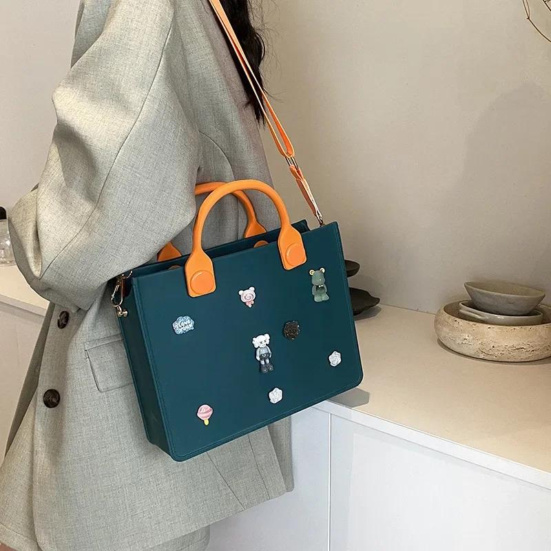 Leather women's bag monochromatic zipper women's shoulder bag beach bag waterproof bags new fashion