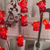 Waterproof Red Lantern Decoration Chinese Style Wealth God Lantern String  Christmas Tree