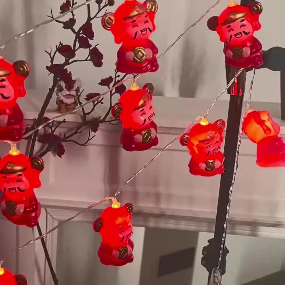 Waterproof Red Lantern Decoration Chinese Style Wealth God Lantern String  Christmas Tree