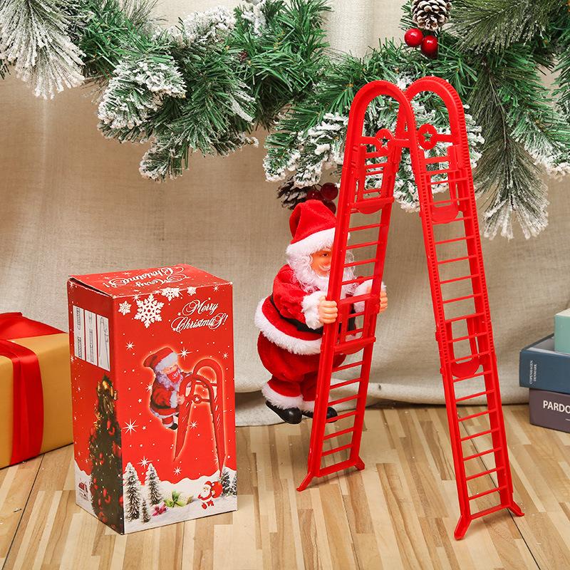 Dropshipping Santa Claus Musical Climbing Rope Ladder Electric Musical Toy Ornaments for Holiday Season MOQ 1 Piece