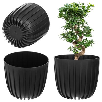 KADAX Vaso Vaso Coprivaso per Fiori 12,5cm Rotondo Plastica Portafiori Nero
