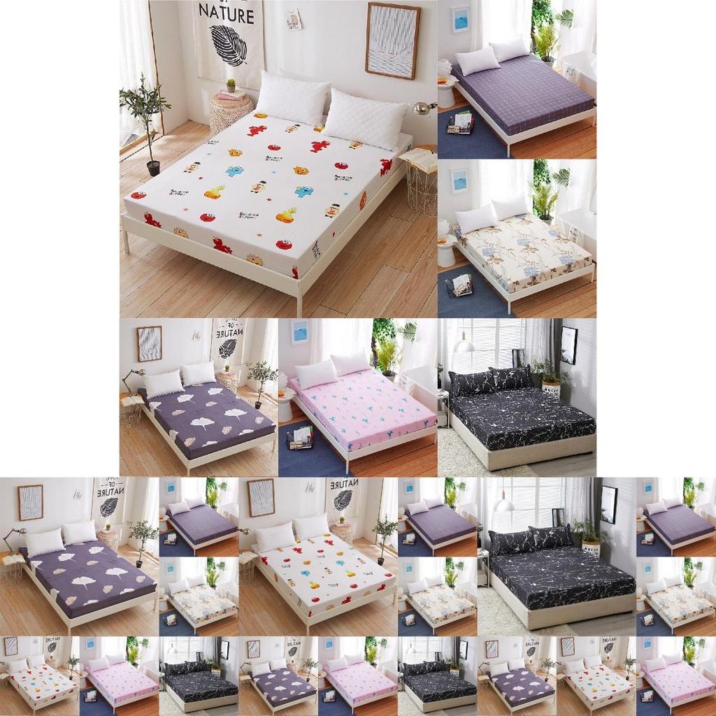 Bed Sheet Fitted Cover Without Pillowcase Floral Printed Single Double Size King