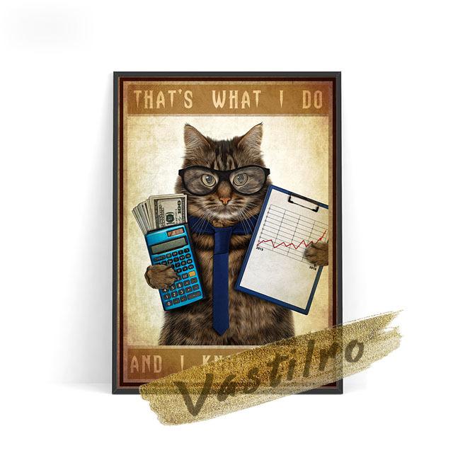 

Ложка юмористические животные антропоморфные иллюстрации ретро постер милый кот и собака печать картина маслом 21cm×30cm NoFrame