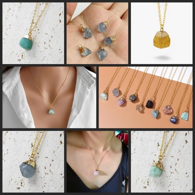 10 Pieces Irregular Natural Raw Stone Pendant for Jewelry Making DIY Necklace Earrings Accessories Reiki Healing Crystal Chakra Gemstone Pendant
