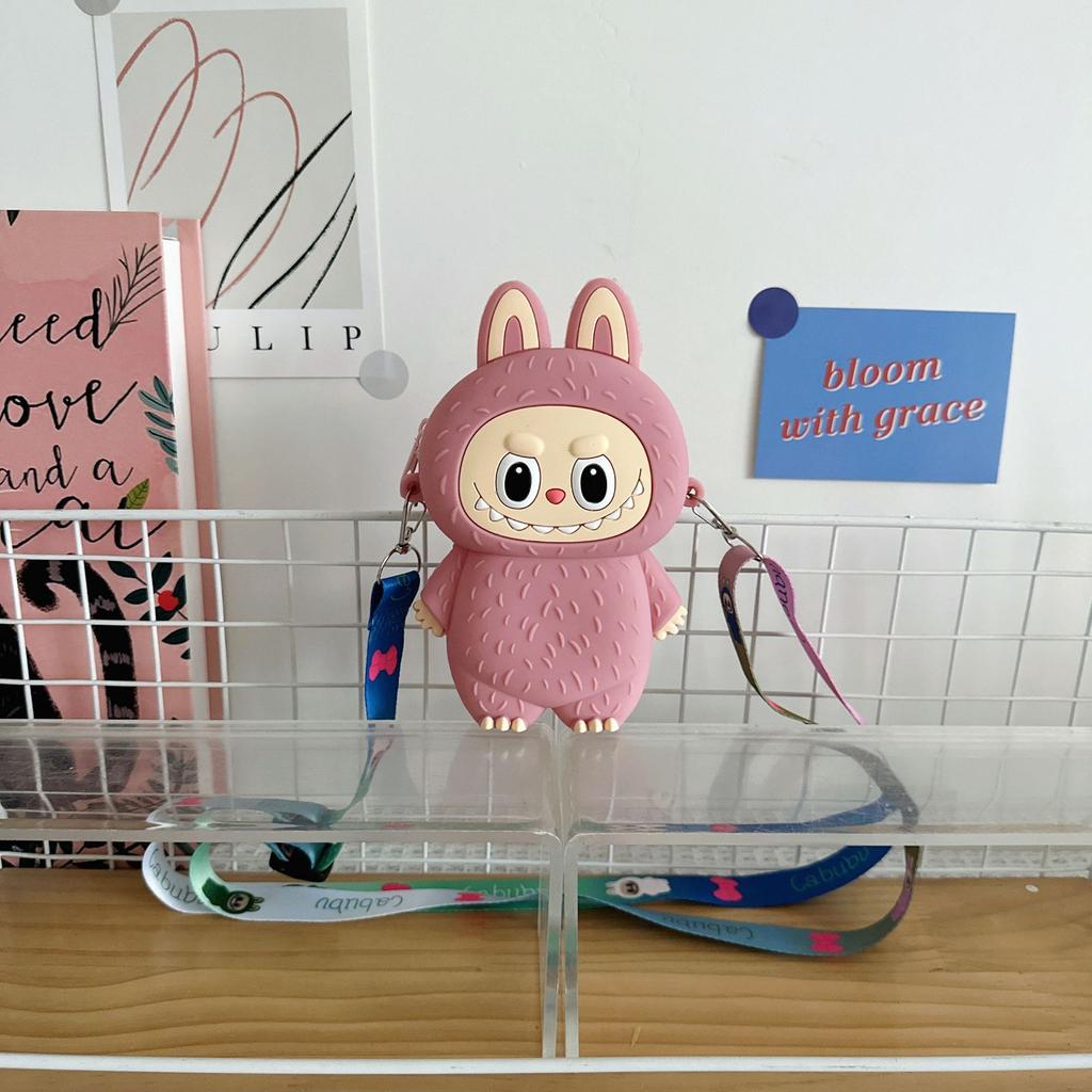 New Cute Children's Silicone Messenger Bag Cartoon Color Doll Boys and Girls Change Storage Bag Mini Earphone Bag