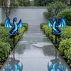Weather Resistant Patio Lighting Solar Dragon Garden Light, Resin Ice Statue Stake Elf Accessories Fantasy Mythical Animal Pathway Light for