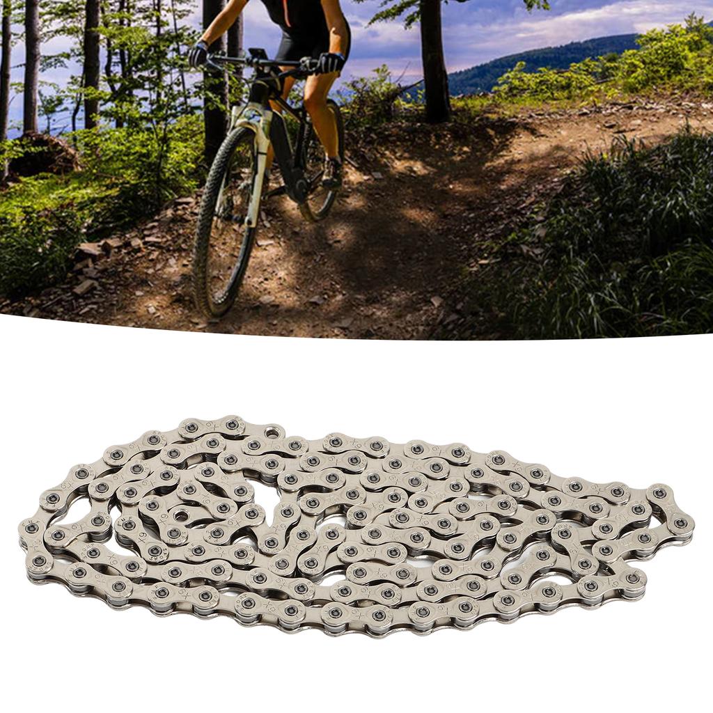 Cykelkedja Rostfritt Stål 9-delad Växlad Kedja med Ledad Spänne för Mountainbike och Landsvägscykling