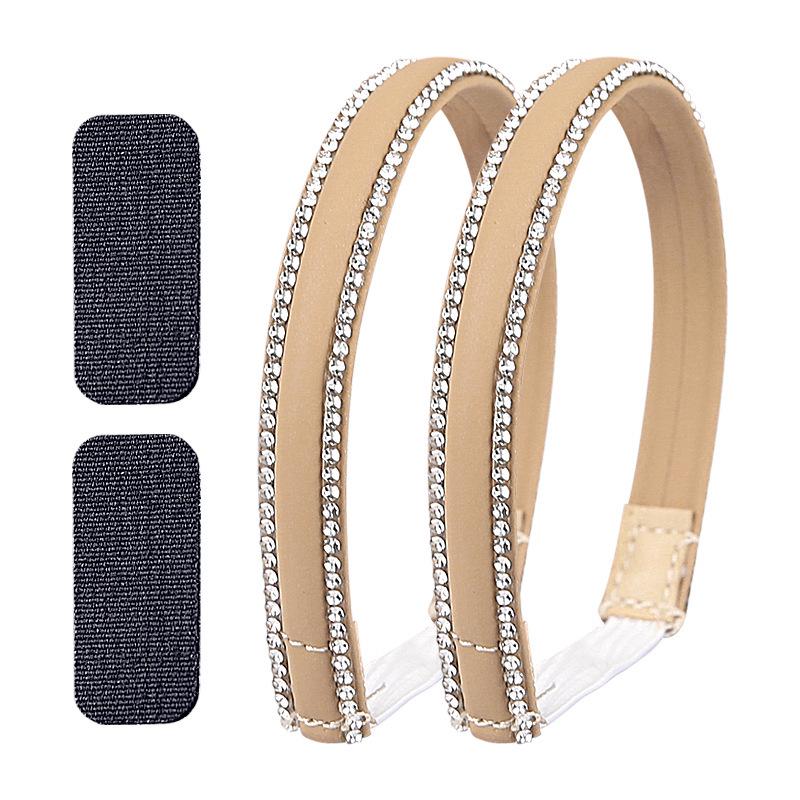 Double-Sided Rhinestone Lace-Up High Heels with Non-Slip Large Heel and Elastic Fit