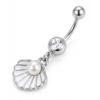 1PC Stainless Steel Simulated Pearl Shell Belly Button Ring For Women Men Bohemian Summer Sea Shell Navel Piercing Body Jewelry