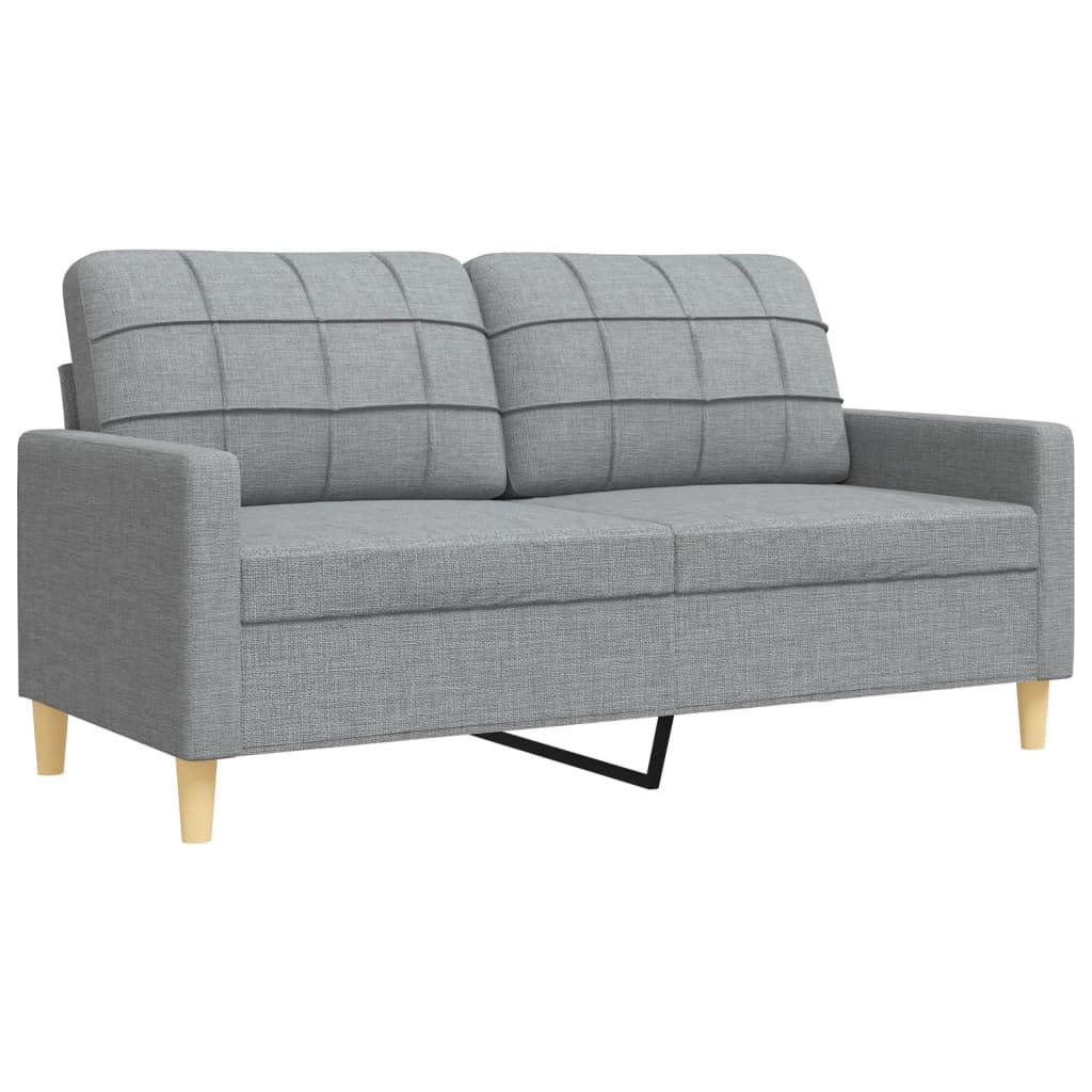 4 Piece Sofa Set with Footstool and Decorative Cushions Light Grey Fabric